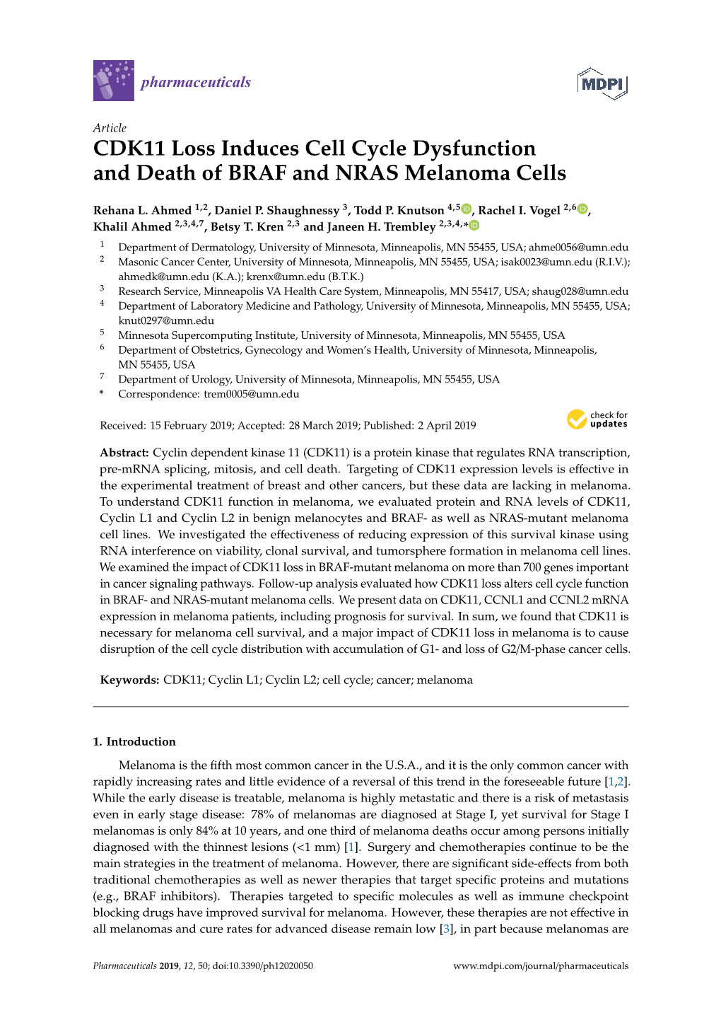 CDK11 Loss Induces Cell Cycle Dysfunction and Death of BRAF and NRAS Melanoma Cells