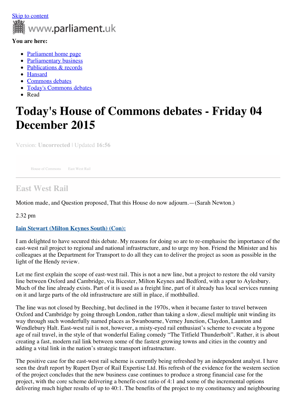 Read Today's House of Commons Debates - Friday 04 December 2015