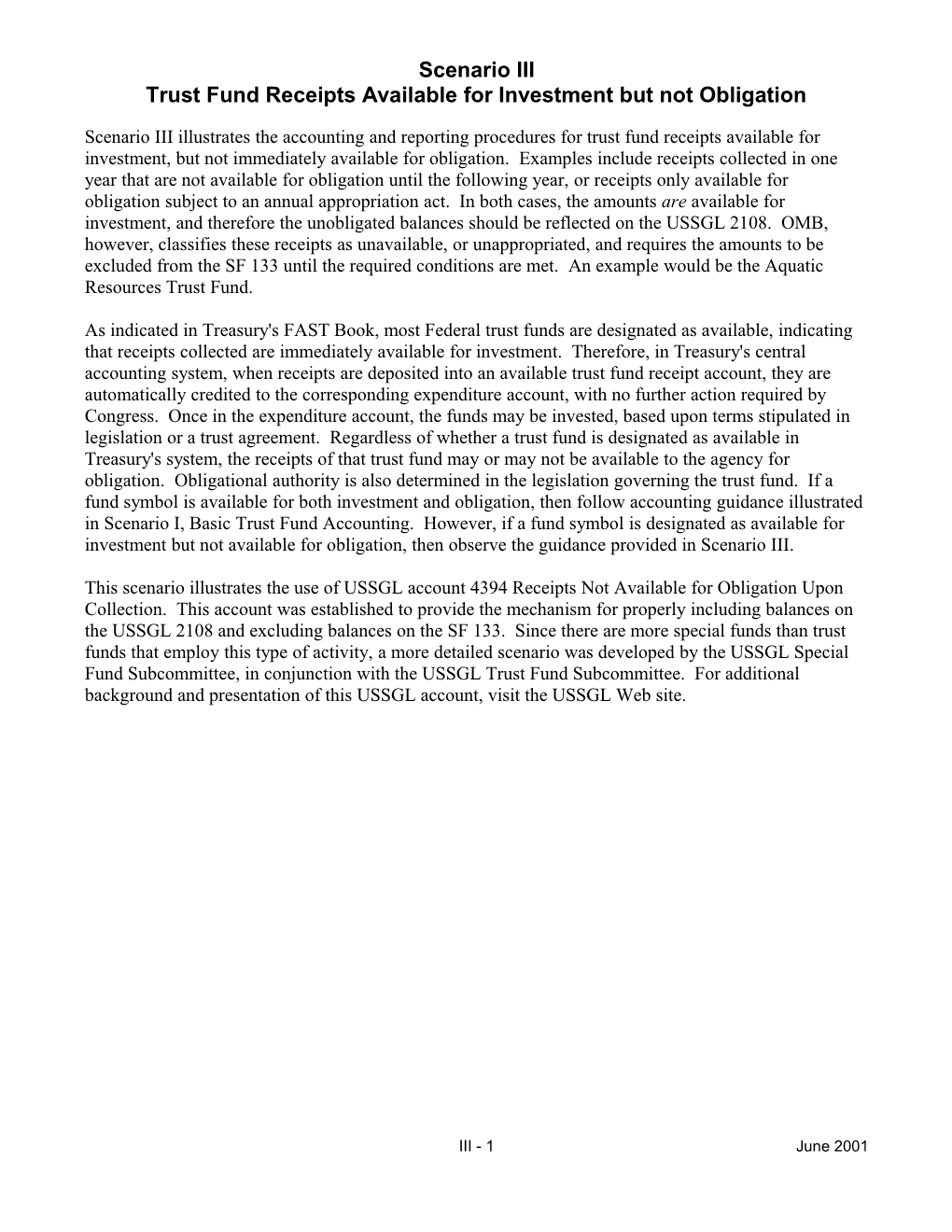 Section III Illustrates the Accounting and Budgetary Reporting for Receipts Collected Into