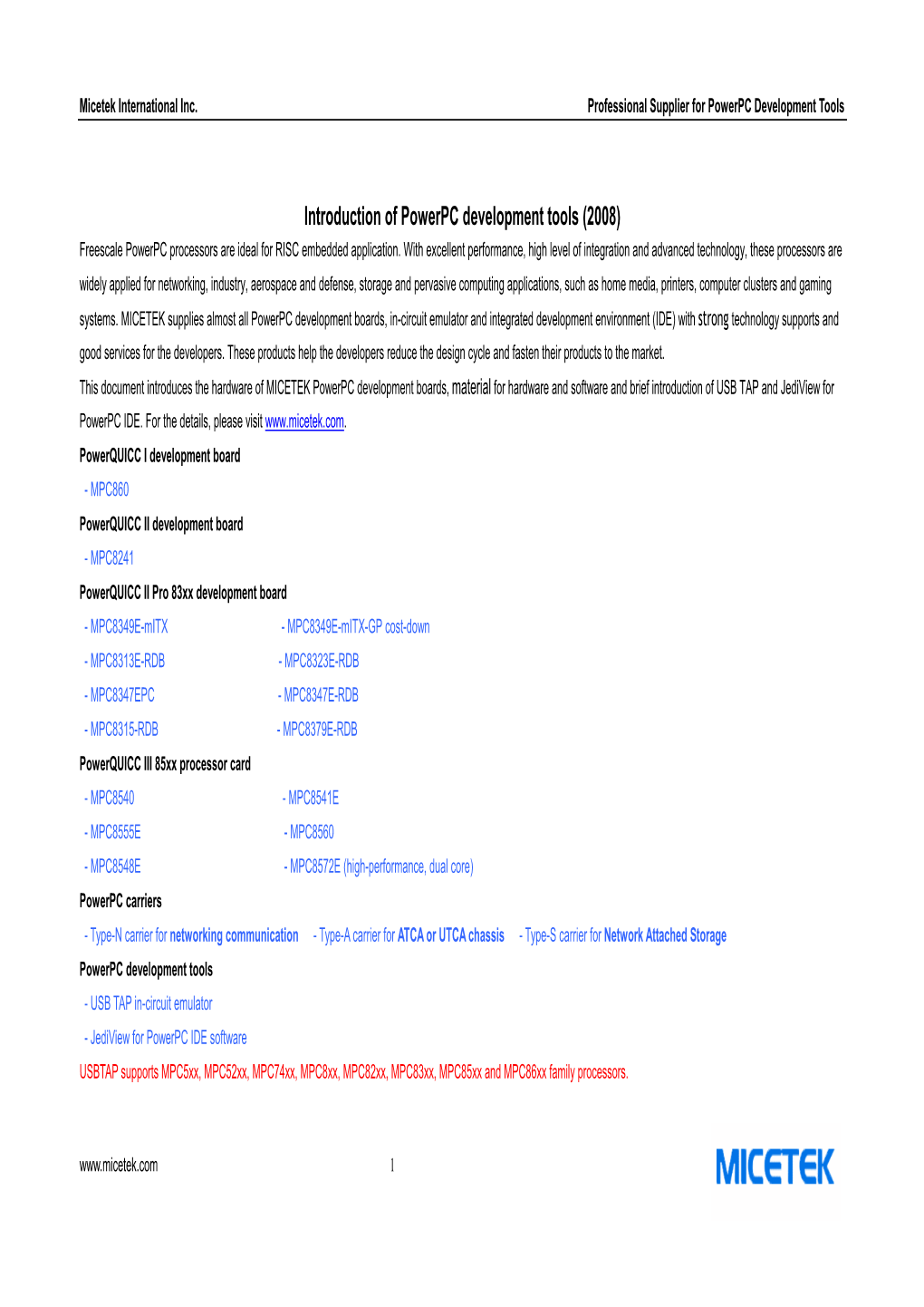 Introduction of Powerpc Development Tools (2008) Freescale Powerpc Processors Are Ideal for RISC Embedded Application