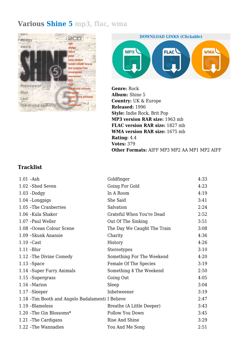 Various Shine 5 Mp3, Flac, Wma