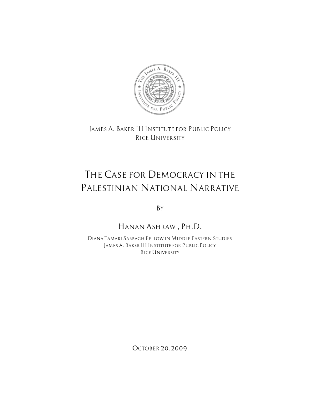 The Case for Democracy in the Palestinian National Narrative