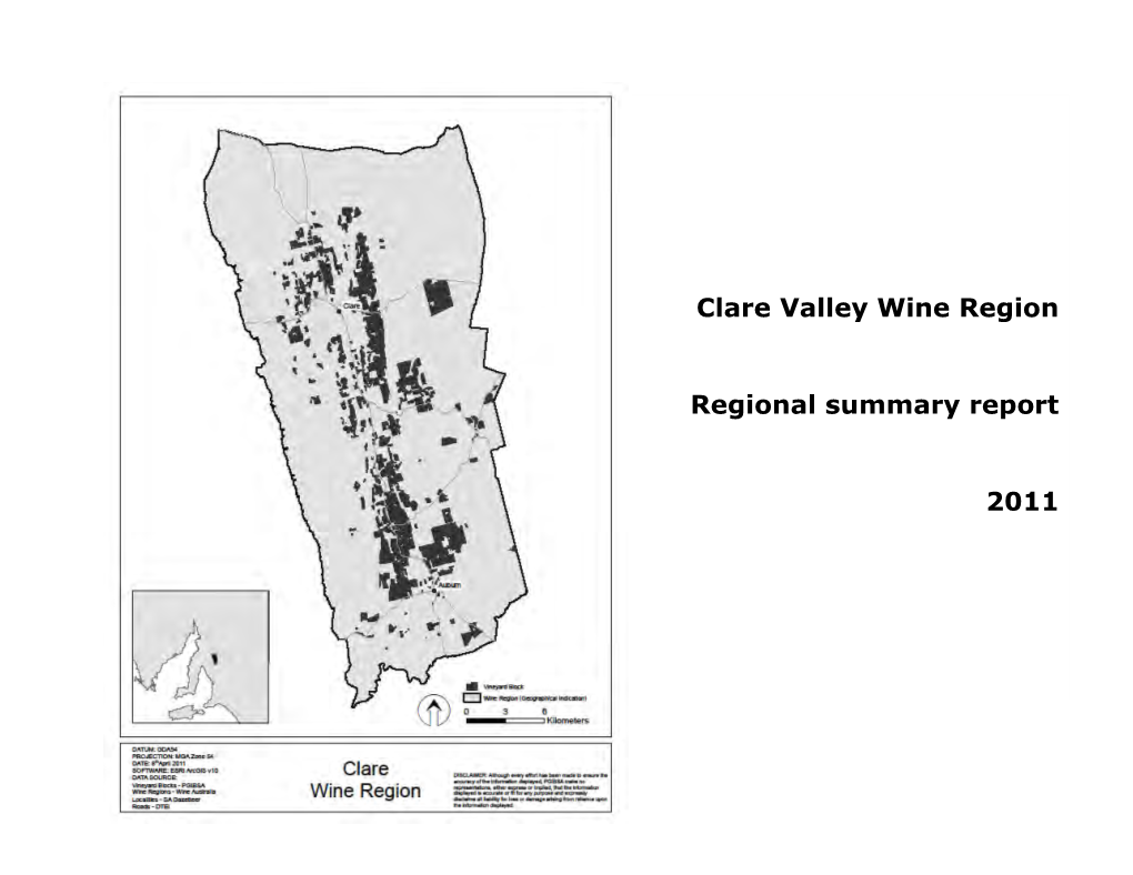 Clare Valley Wine Region Regional Summary Report 2011