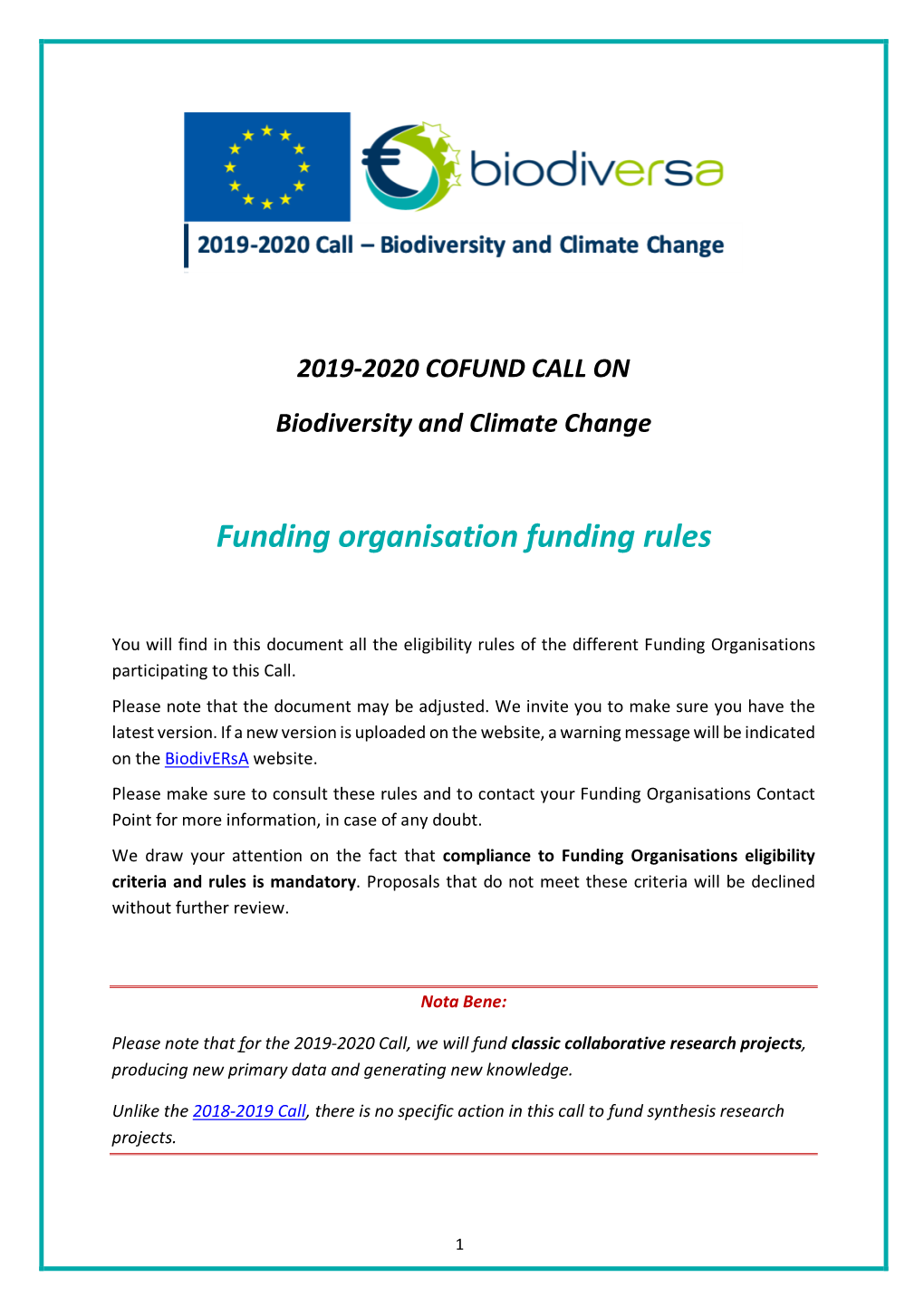 Funding Organisation Funding Rules