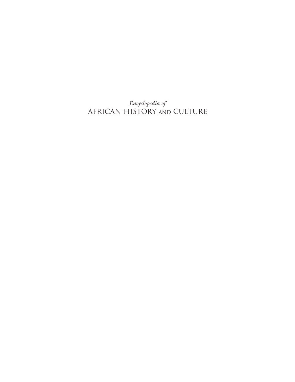 African HISTORY and CULTURE