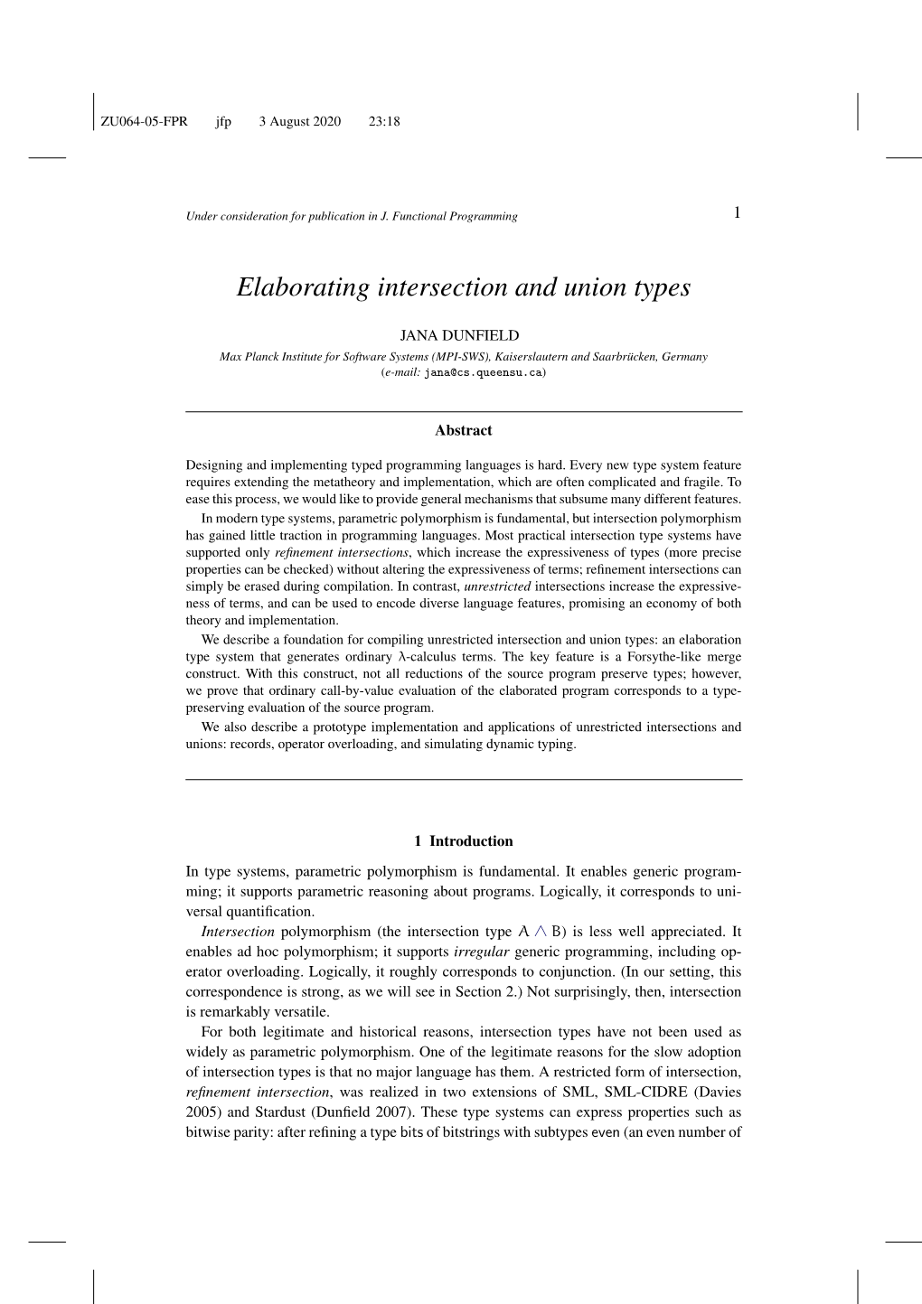 Elaborating Intersection and Union Types