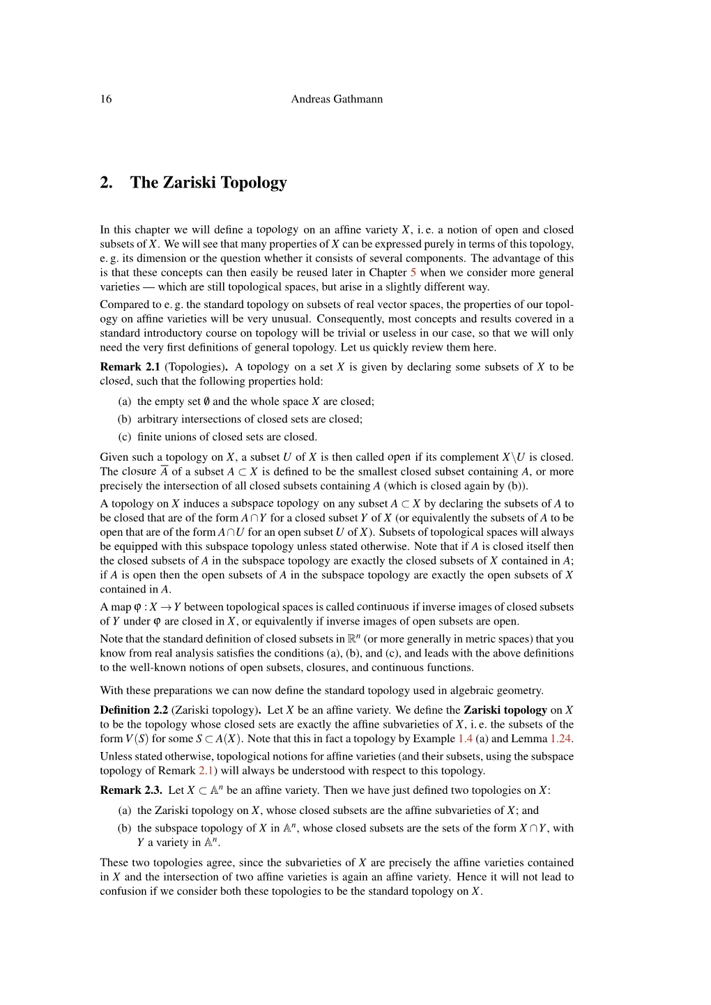 2. the Zariski Topology