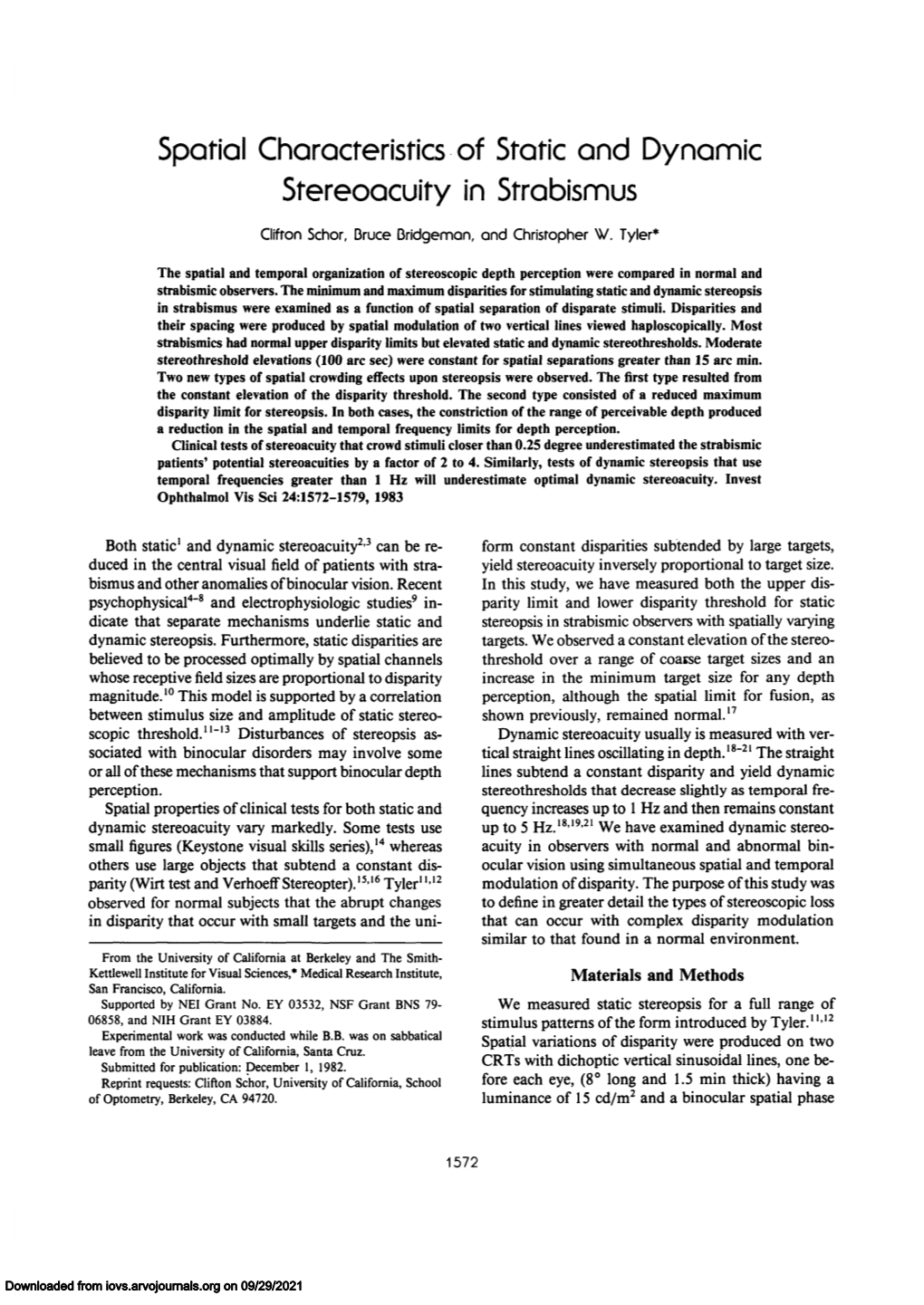 Spatial Characteristics of Static and Dynamic Stereoacuity in Strabismus