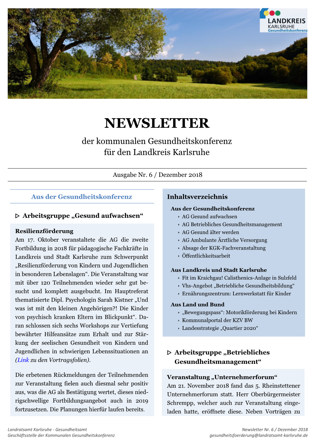 6. Newsletter Dezember