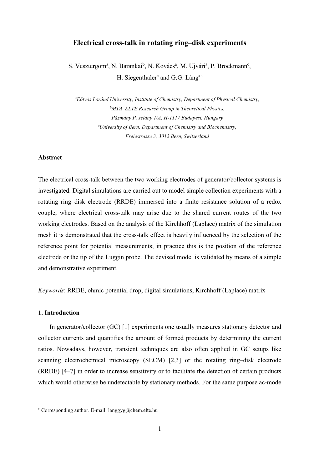 Electrical Cross-Talk in Rotating Ring–Disk Experiments