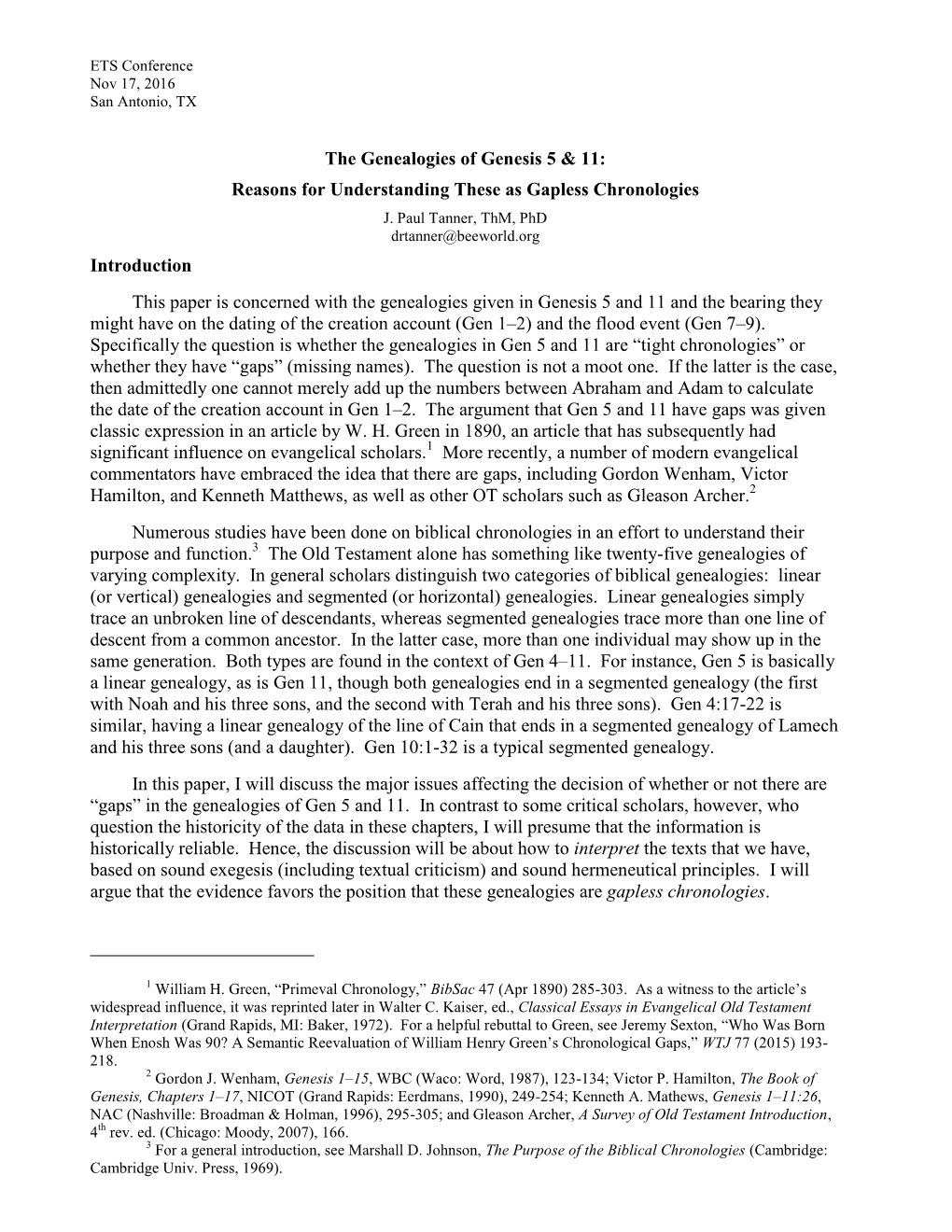 The Genealogies of Genesis 5 & 11