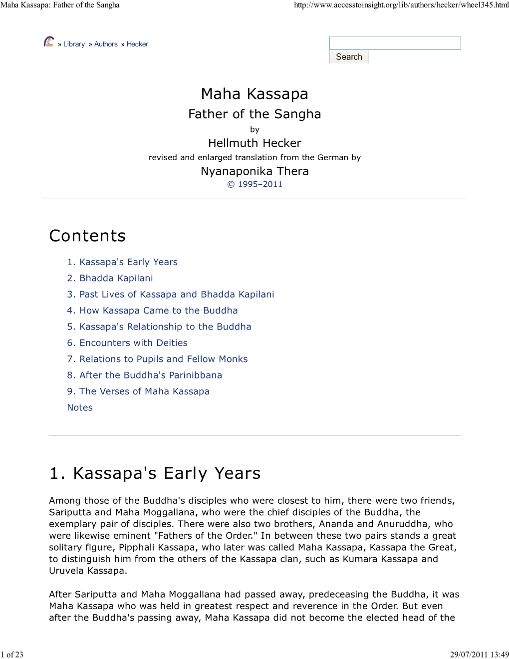 Maha Kassapa: Father of the Sangha