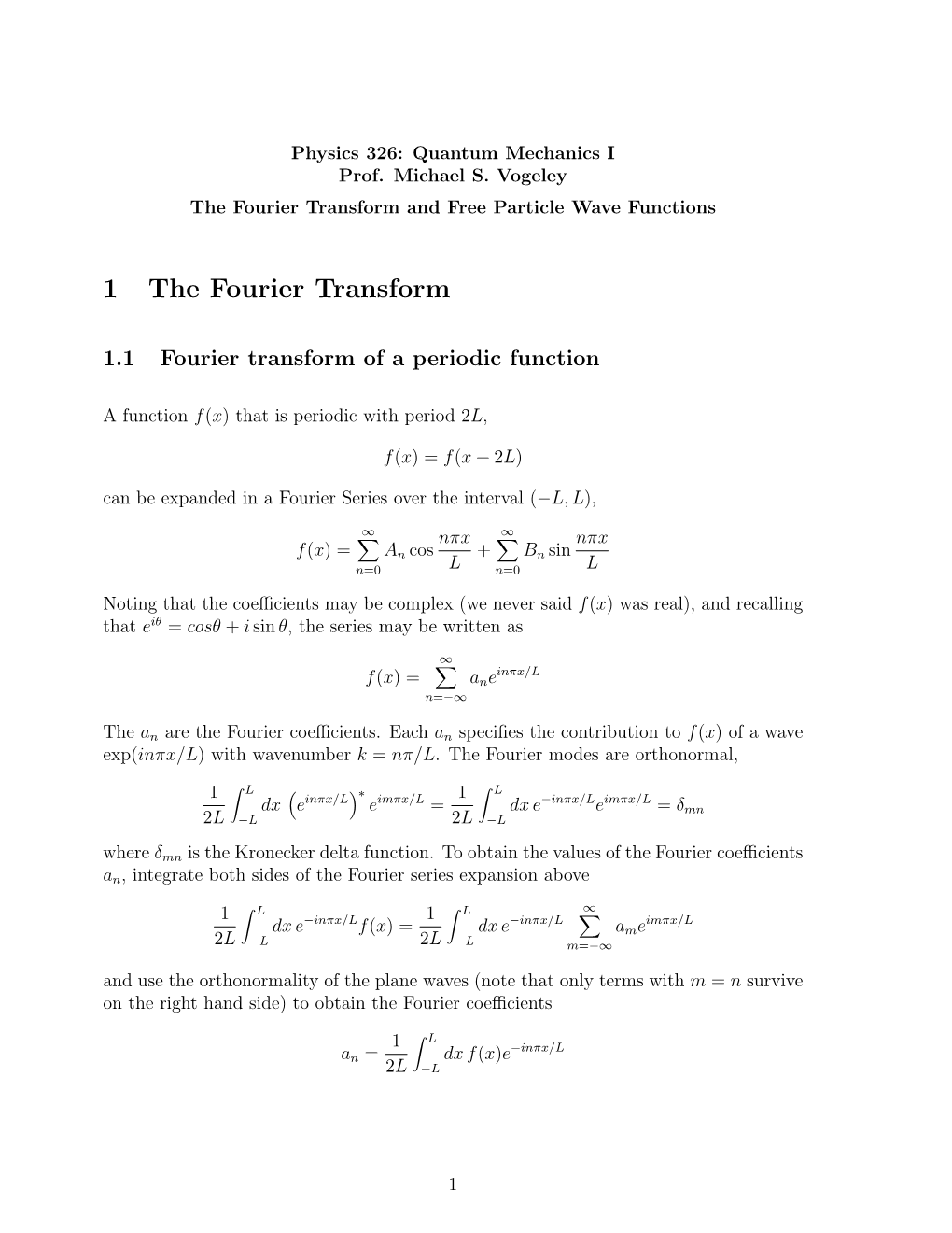 1 the Fourier Transform