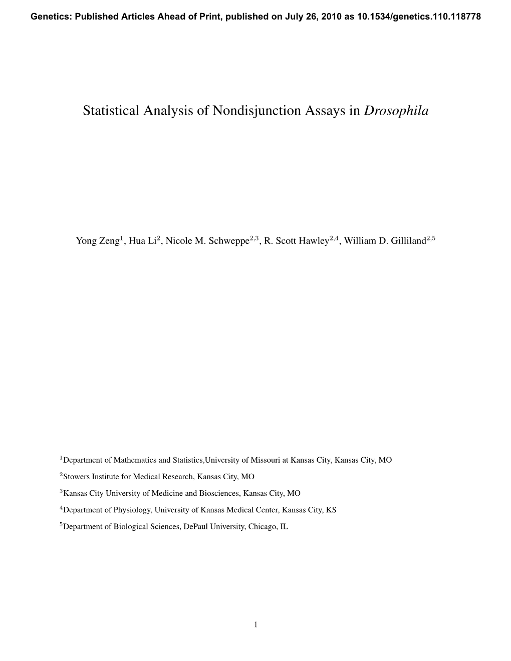 Statistical Analysis of Nondisjunction Assays in Drosophila