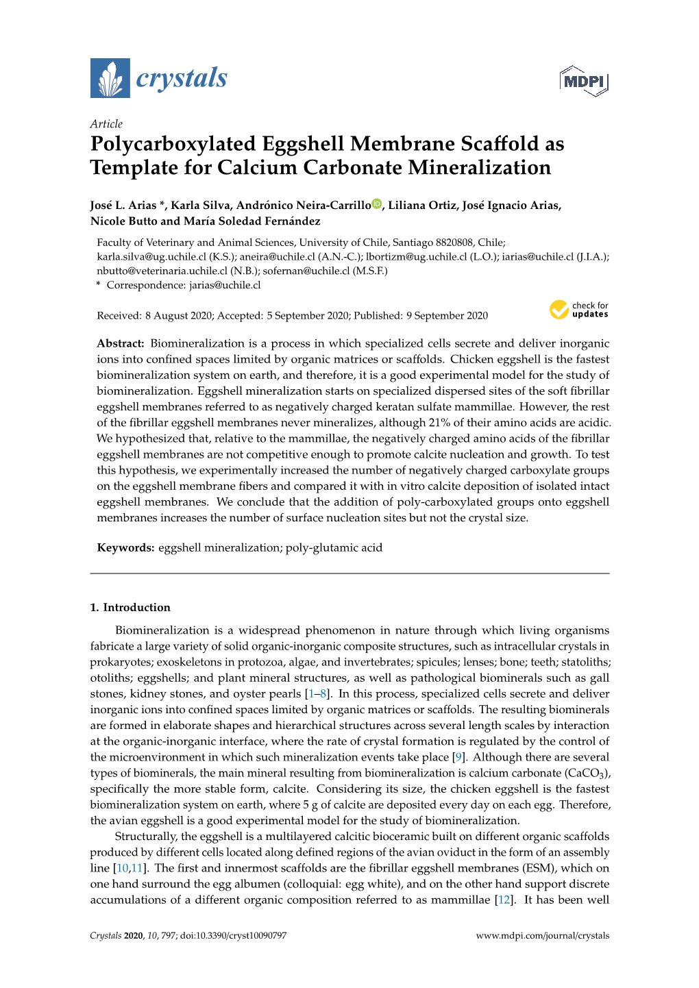 Polycarboxylated Eggshell Membrane Scaffold As Template for Calcium