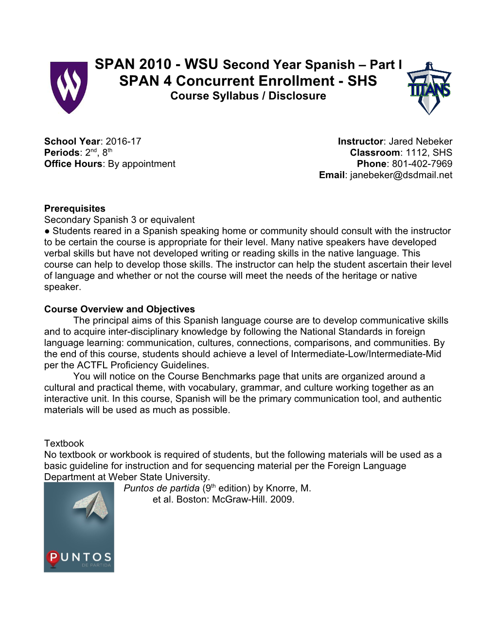 SPAN 4 Concurrent Enrollment - SHS