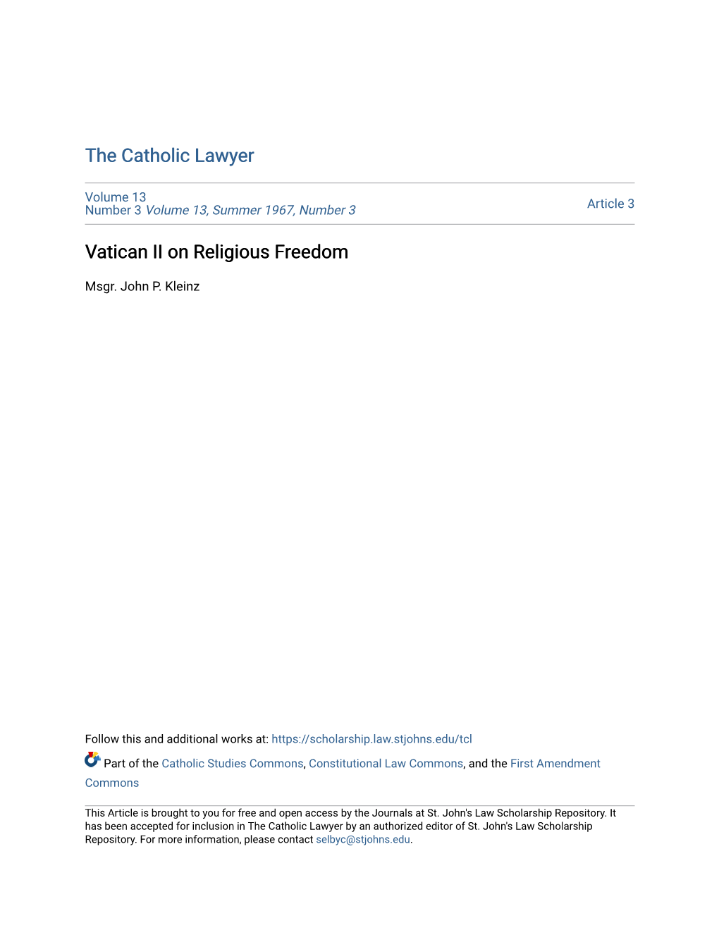 Vatican II on Religious Freedom