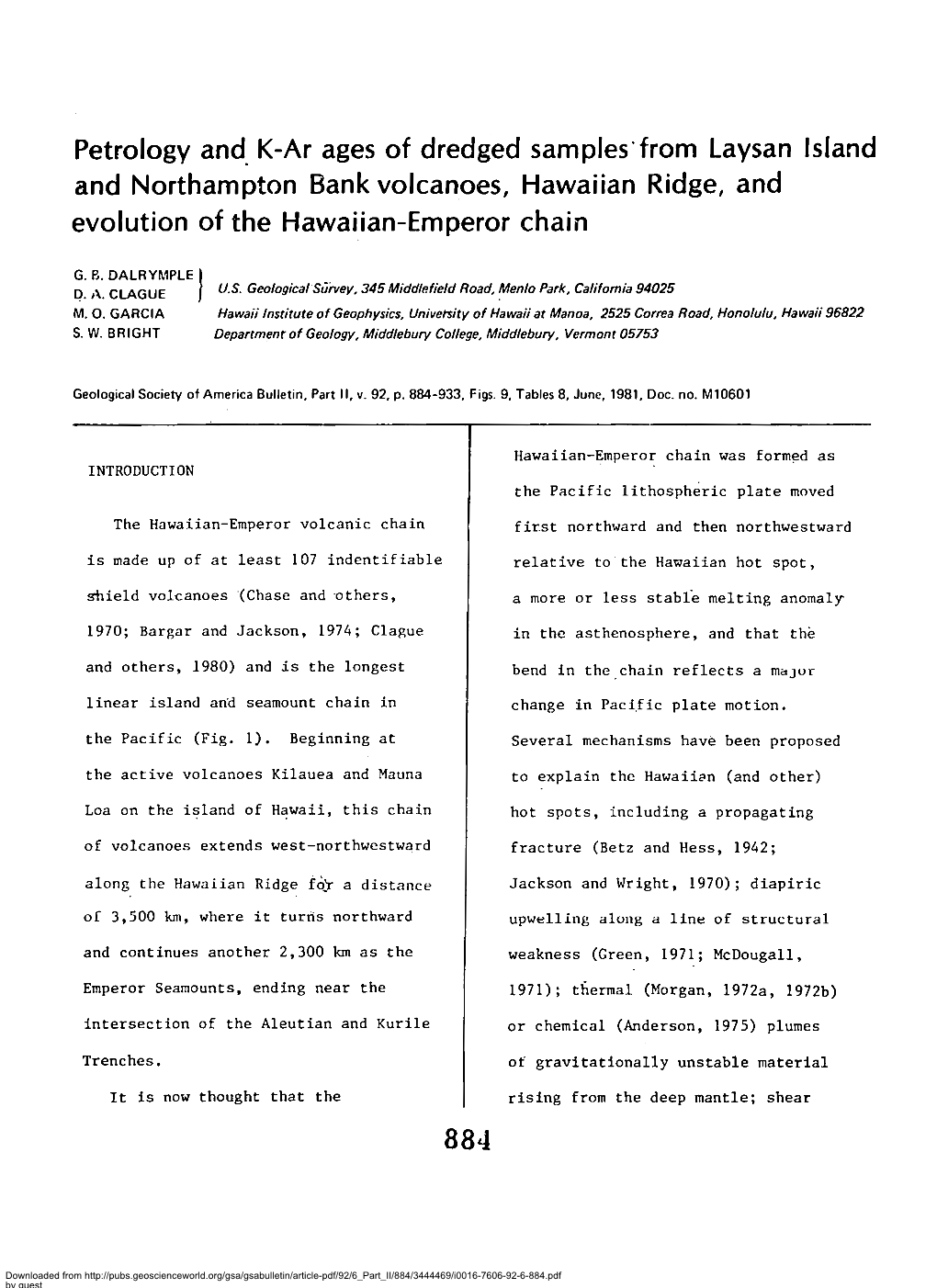 Petrology And. K-Ar Ages of Dredged Samples'from Laysan Island And