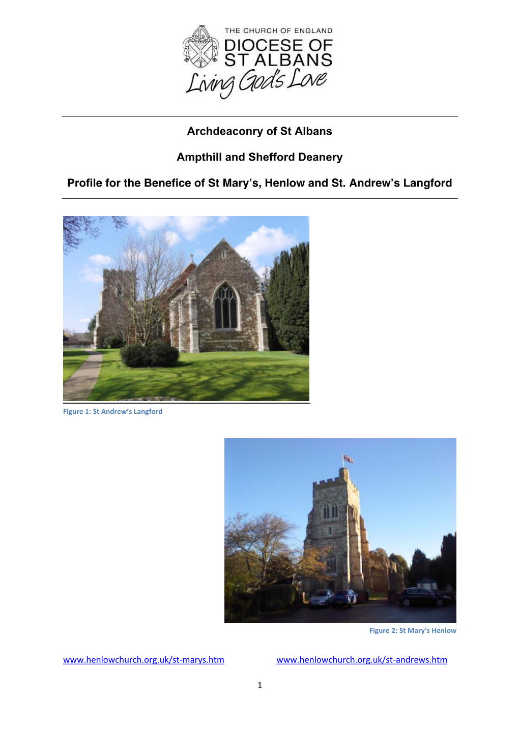 Archdeaconry of St Albans Ampthill and Shefford Deanery Profile for The