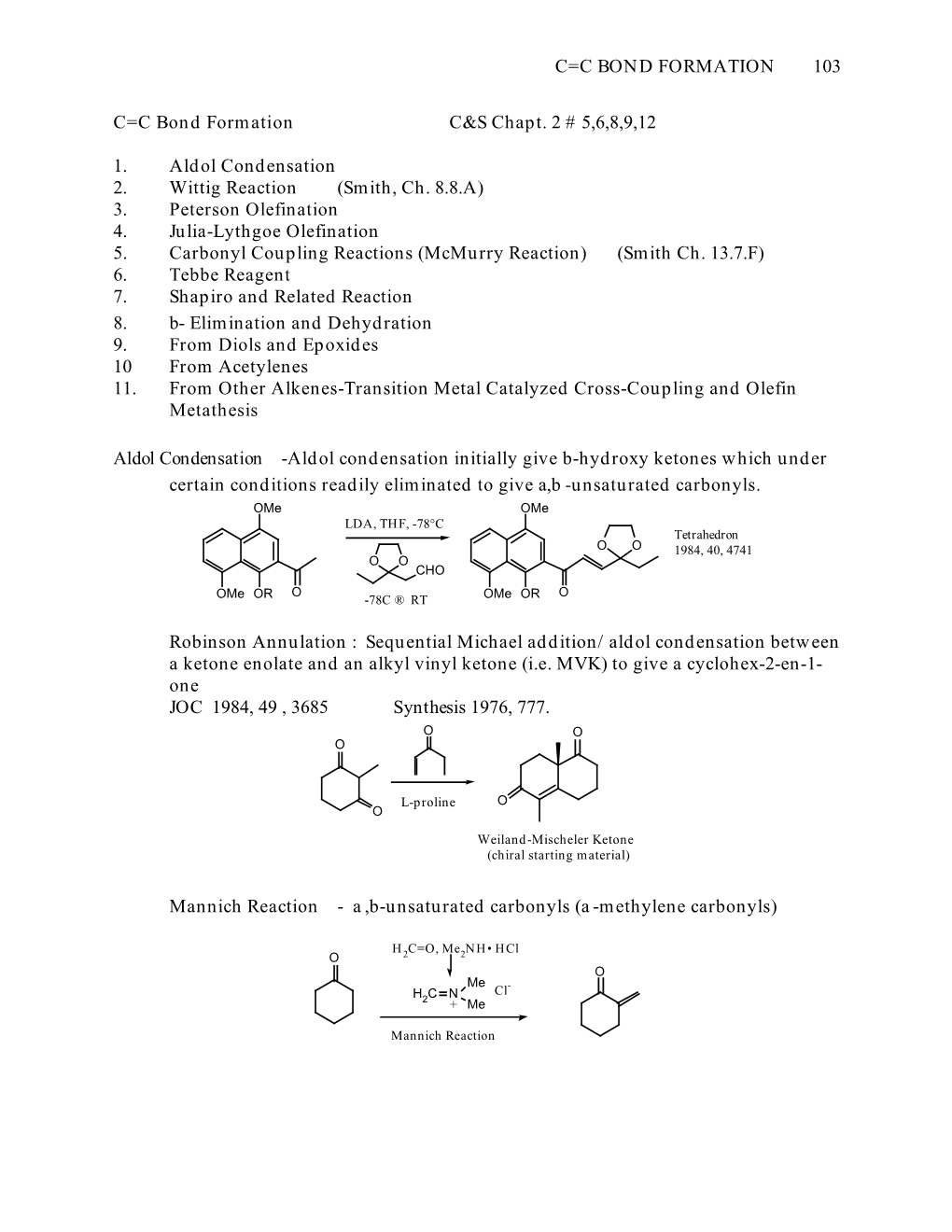 C=C Bond Formation 103