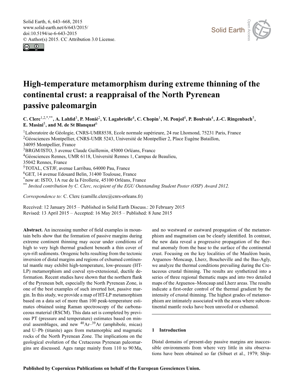 High-Temperature Metamorphism During Extreme Thinning of the Continental Crust: a Reappraisal of the North Pyrenean Passive Paleomargin