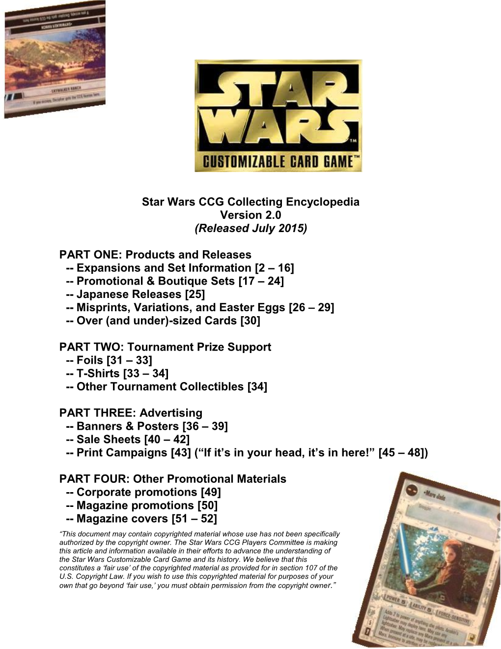 Star Wars CCG Collecting Encyclopedia Version 2.0 (Released July 2015)