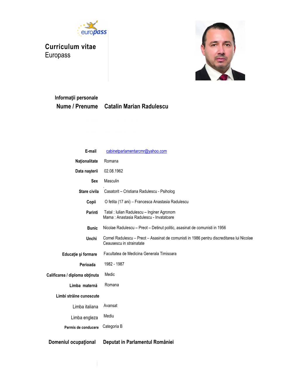 Curriculum Vitae Europass