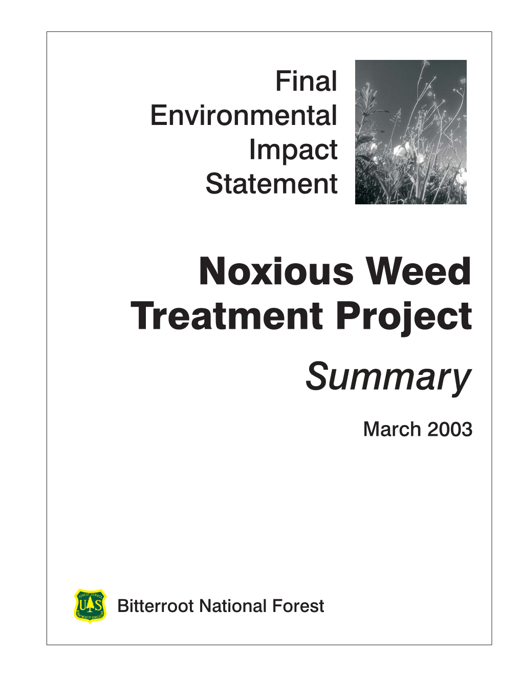 Noxious Weed Treatment Project Summary