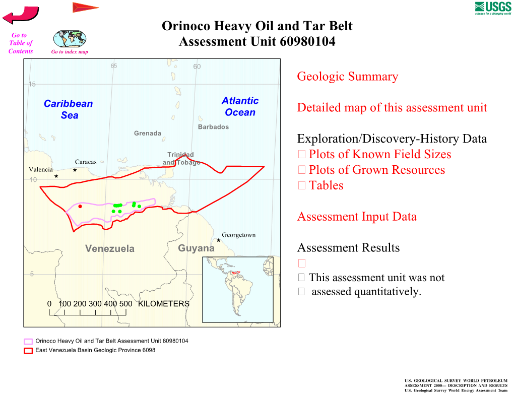 Orinoco Heavy Oil and Tar Belt Assessment Unit 60980104