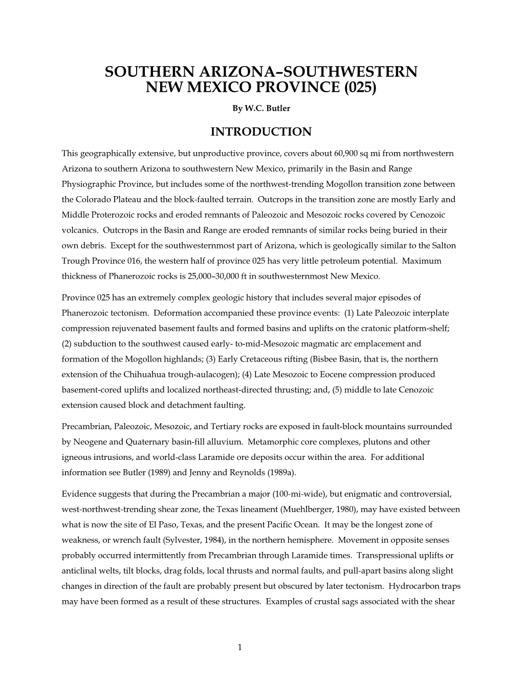 SOUTHERN ARIZONA–SOUTHWESTERN NEW MEXICO PROVINCE (025) by W.C
