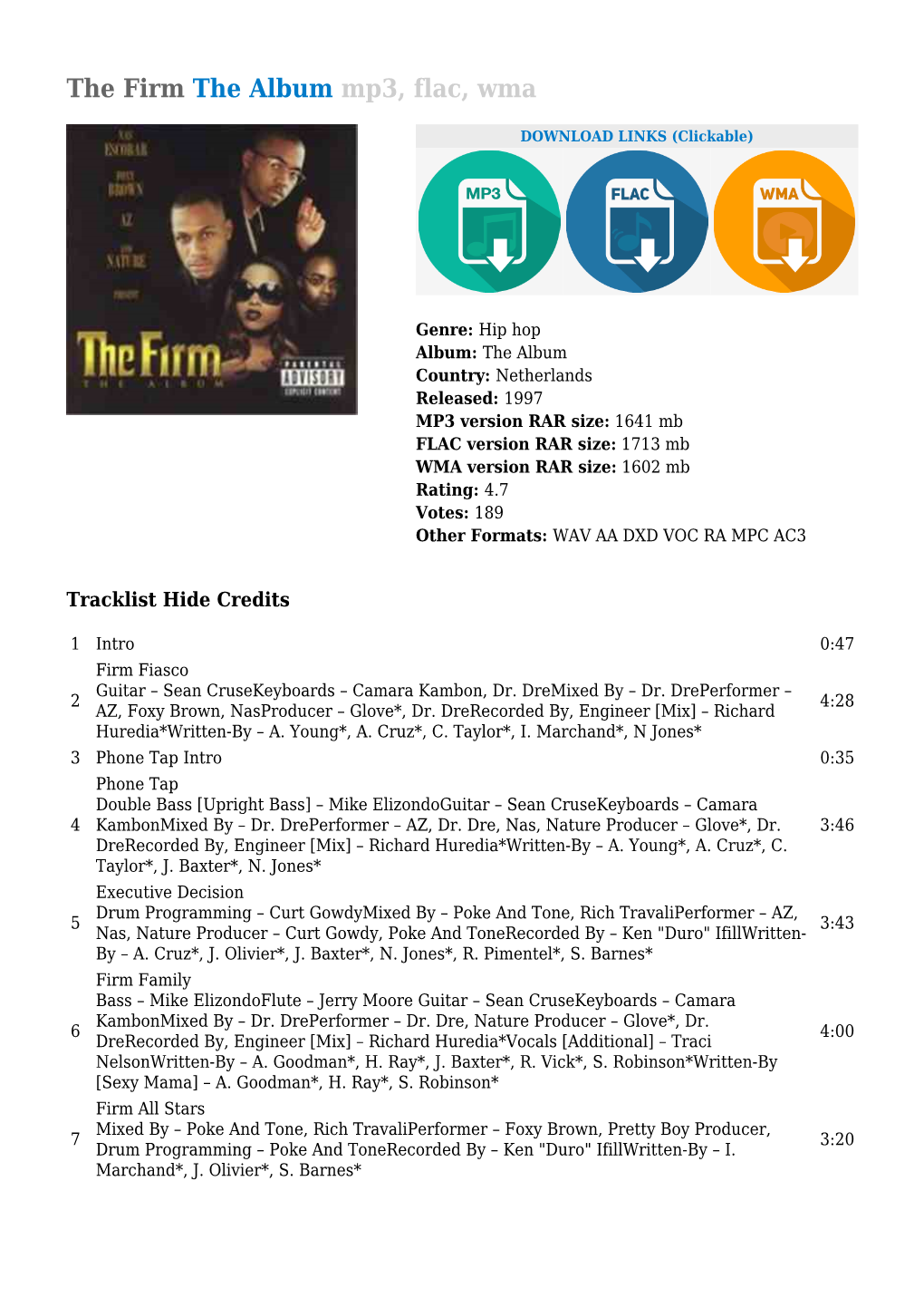 The Firm the Album Mp3, Flac, Wma