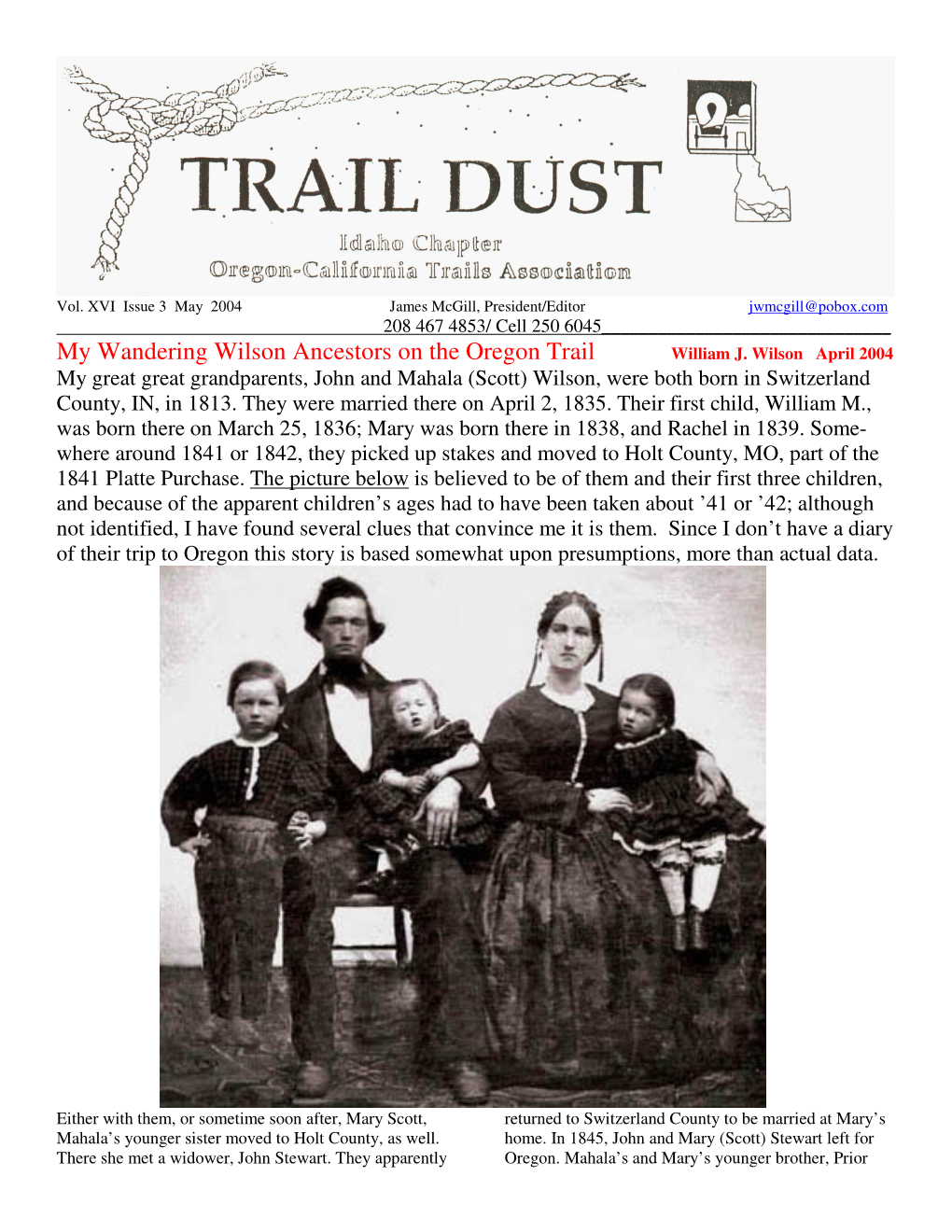 My Wandering Wilson Ancestors on the Oregon Trail William J