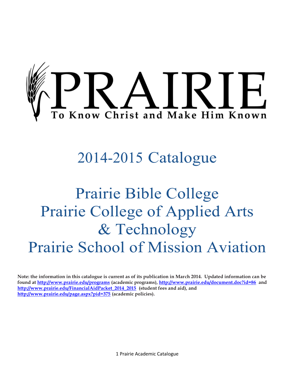 2014-2015 Academic Catalogue