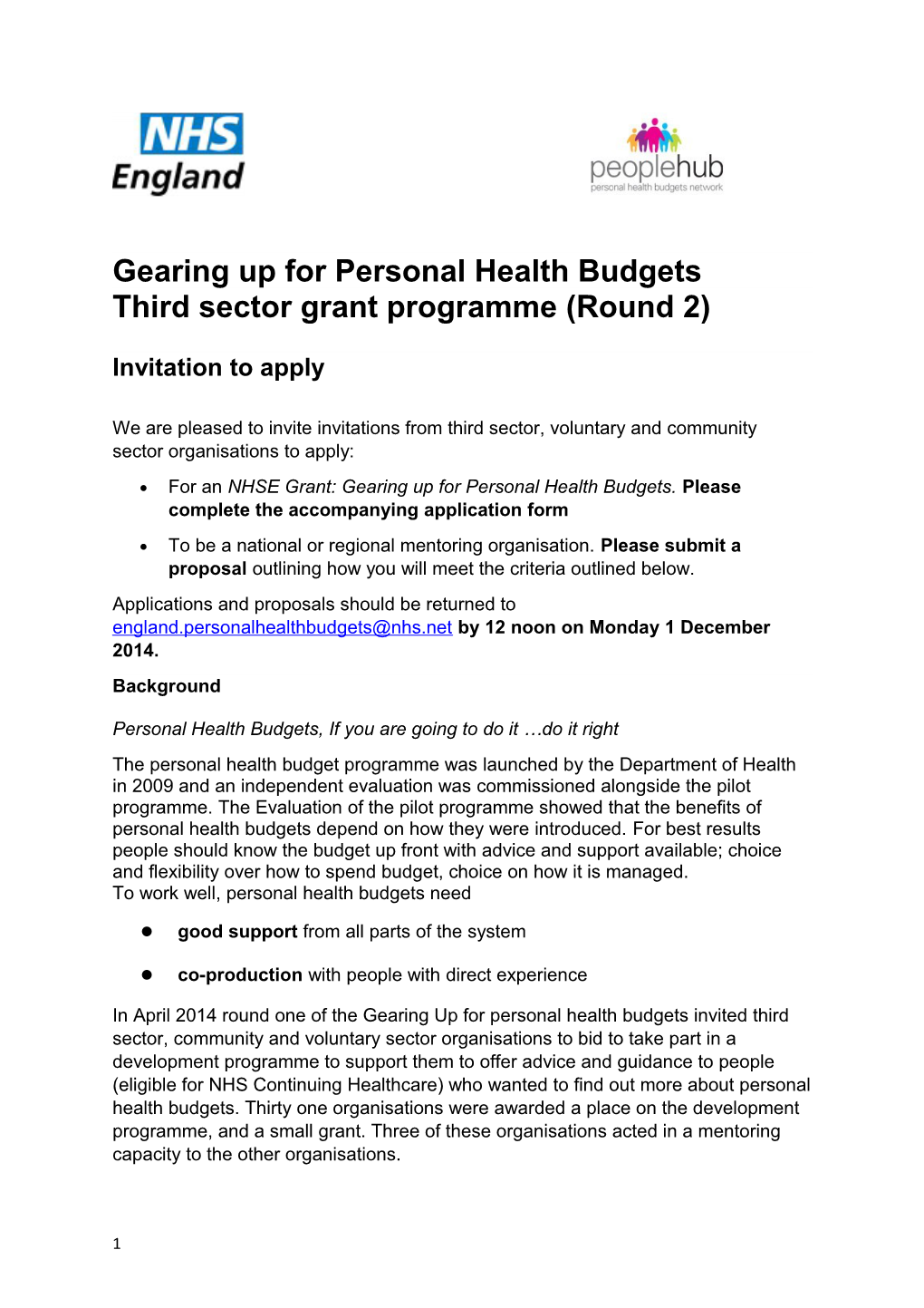 Gearing up for Personal Health Budgets