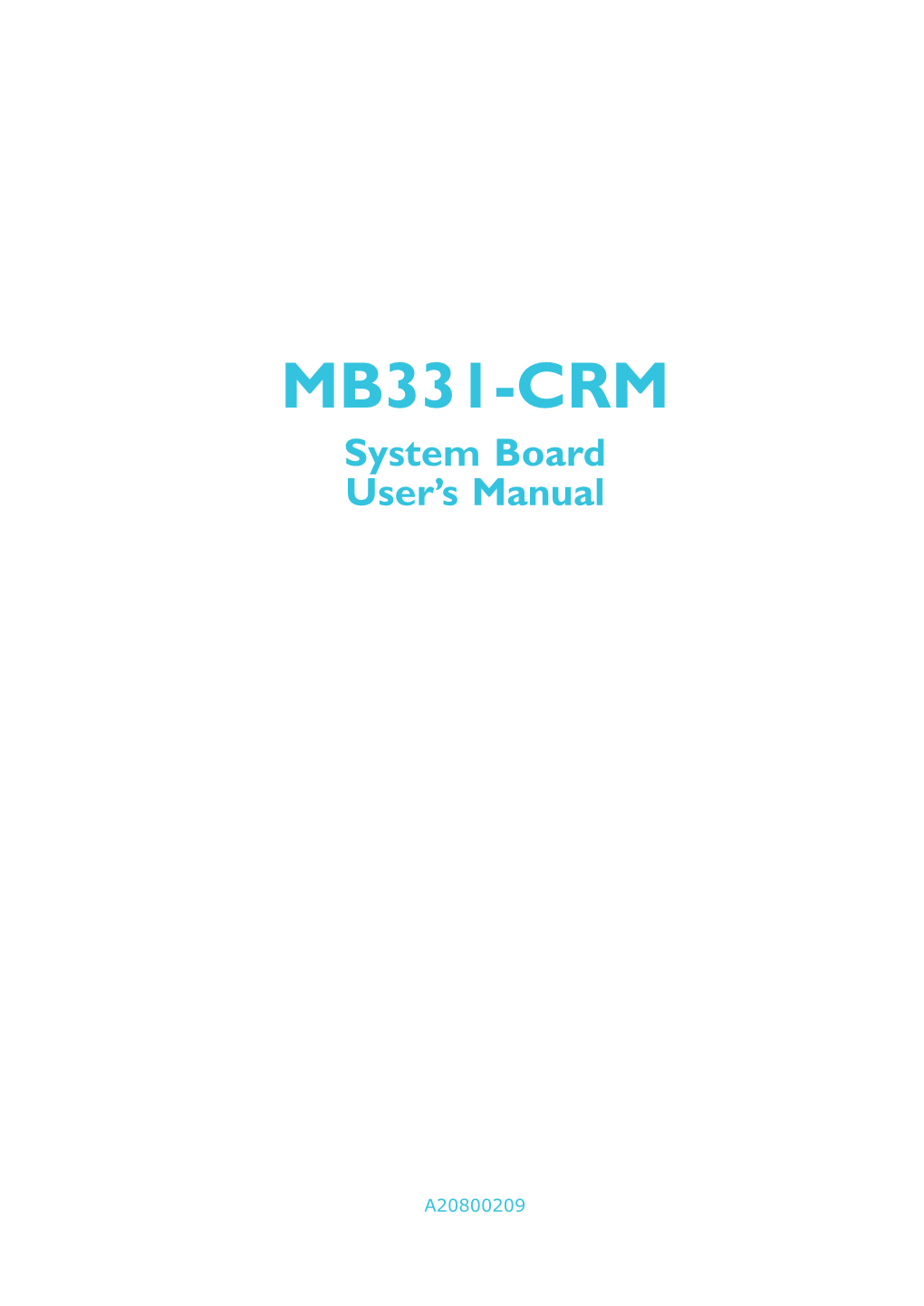 MB331-CRM System Board User’S Manual