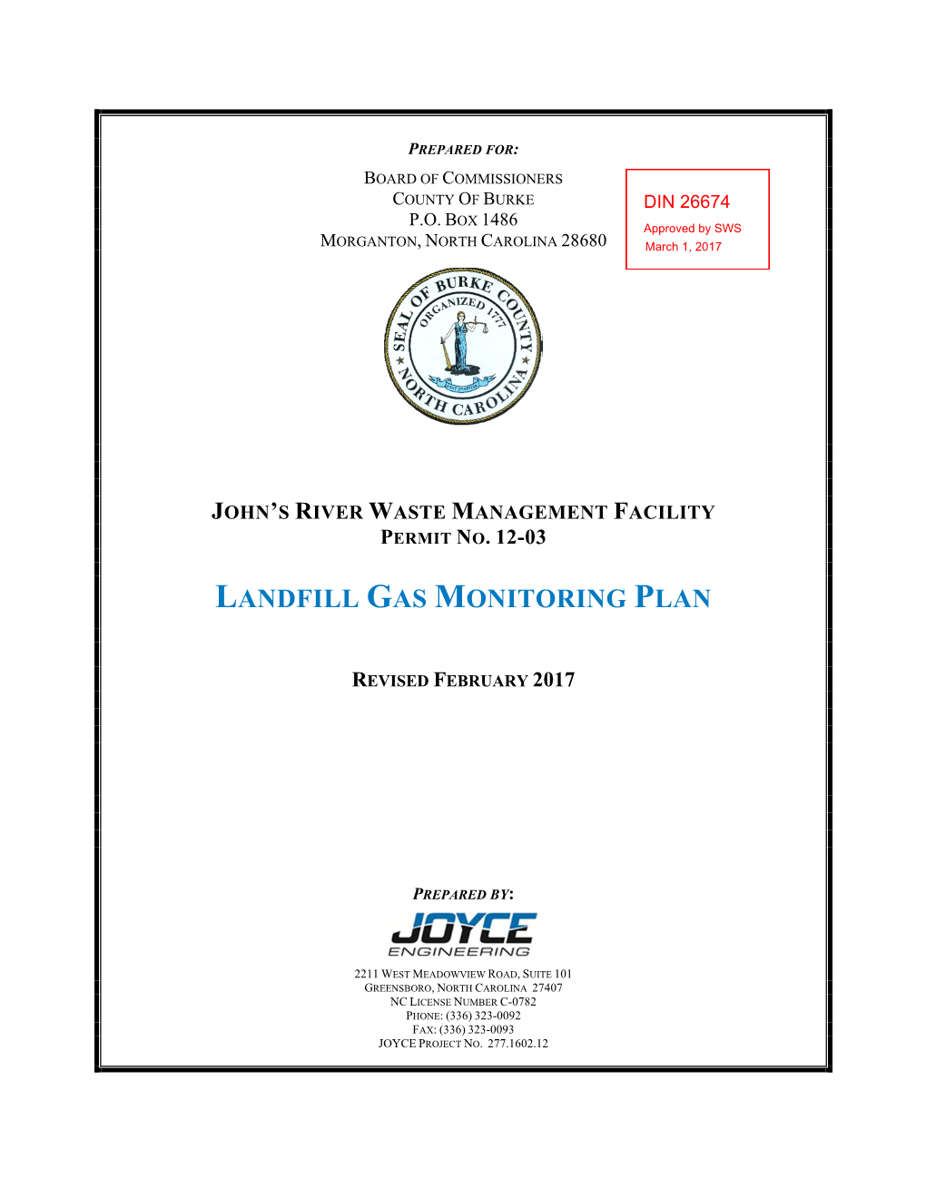 Landfill Gas Monitoring Plan
