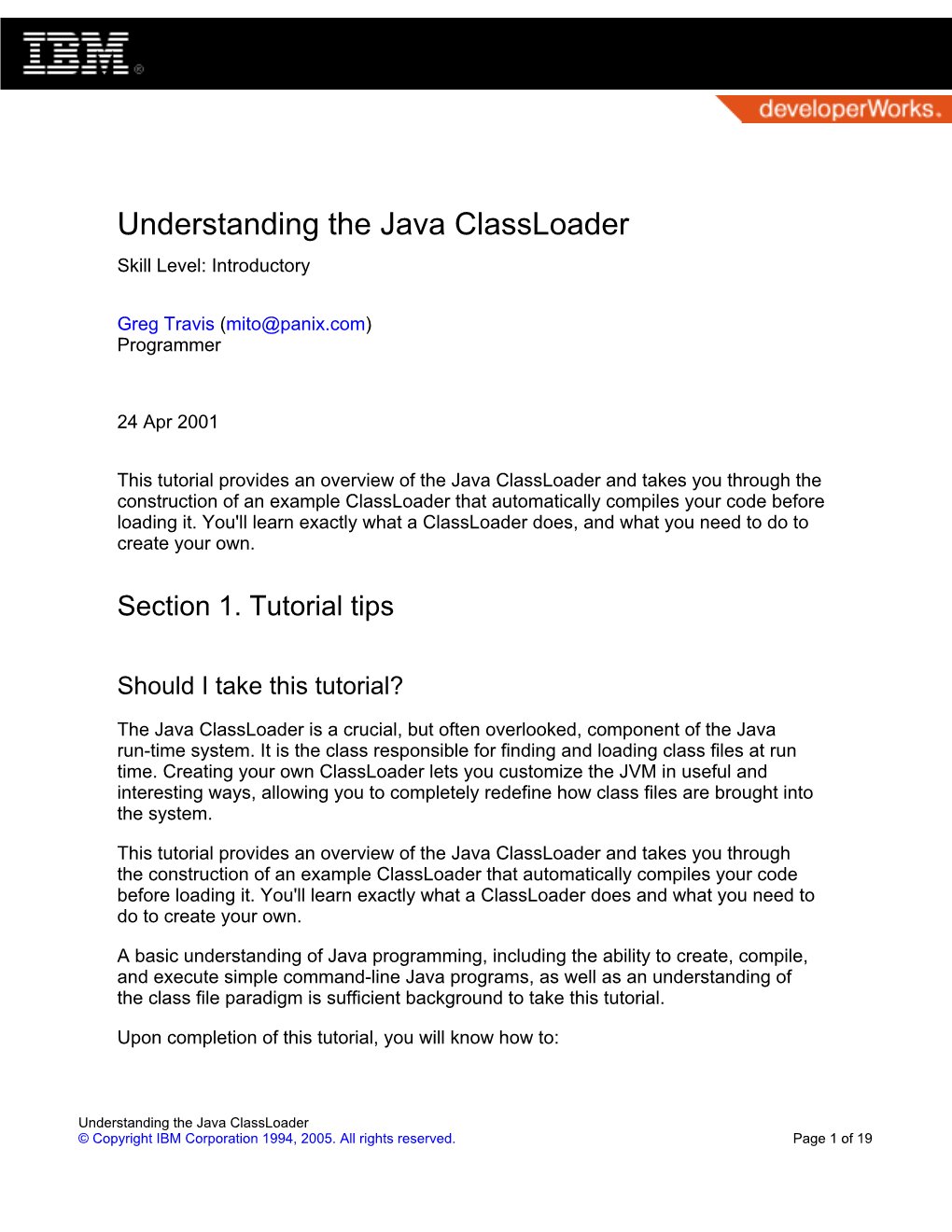 Understanding the Java Classloader Skill Level: Introductory