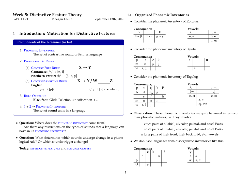 Distinctive Feature Theory 1 Introduction