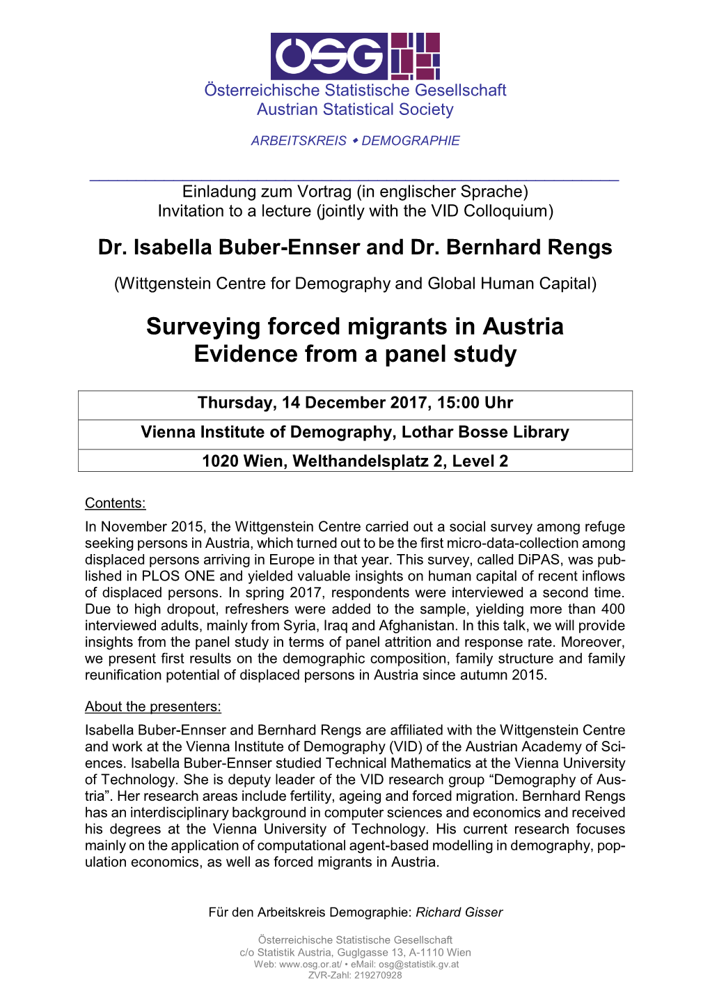 Surveying Forced Migrants in Austria Evidence from a Panel Study