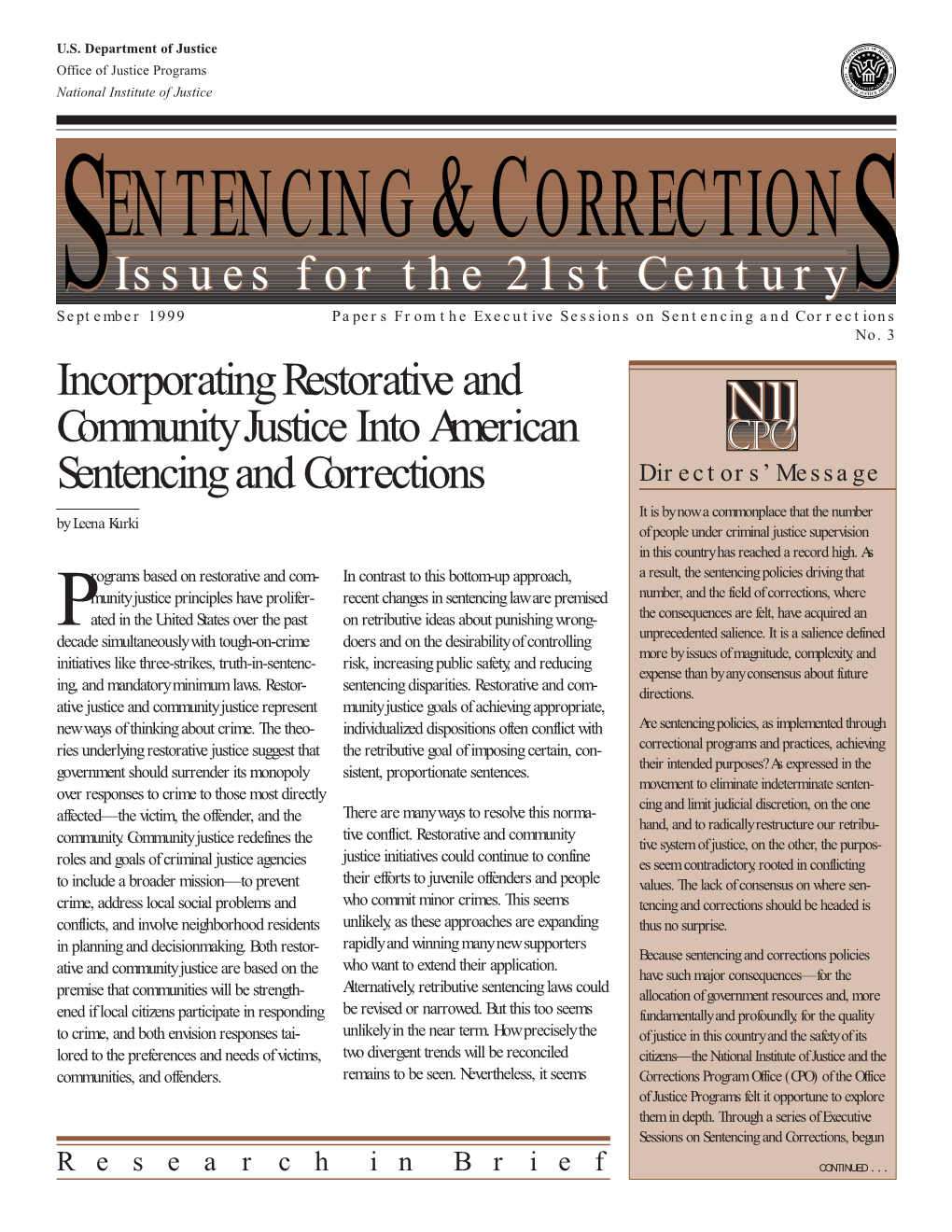 Incorporating Restorative and Community Justice Into American