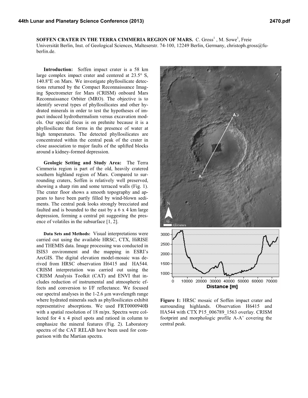 Soffen Crater in the Terra Cimmeria Region of Mars