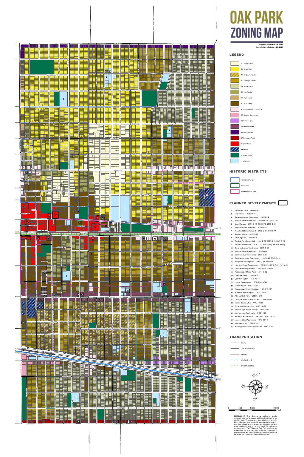 Historic Districts Legend Planned Developments Transportation