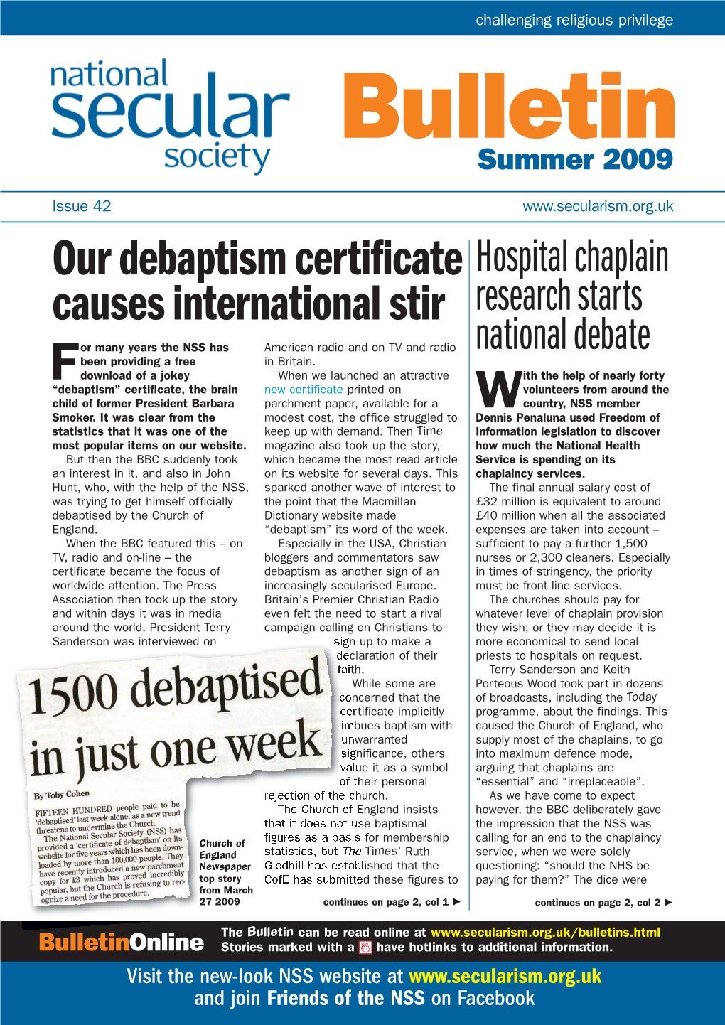 NSS Summer 2009 Bulletin