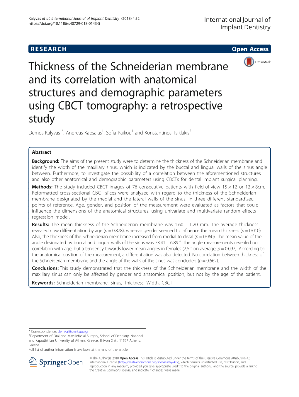 Thickness of the Schneiderian Membrane and Its Correlation With