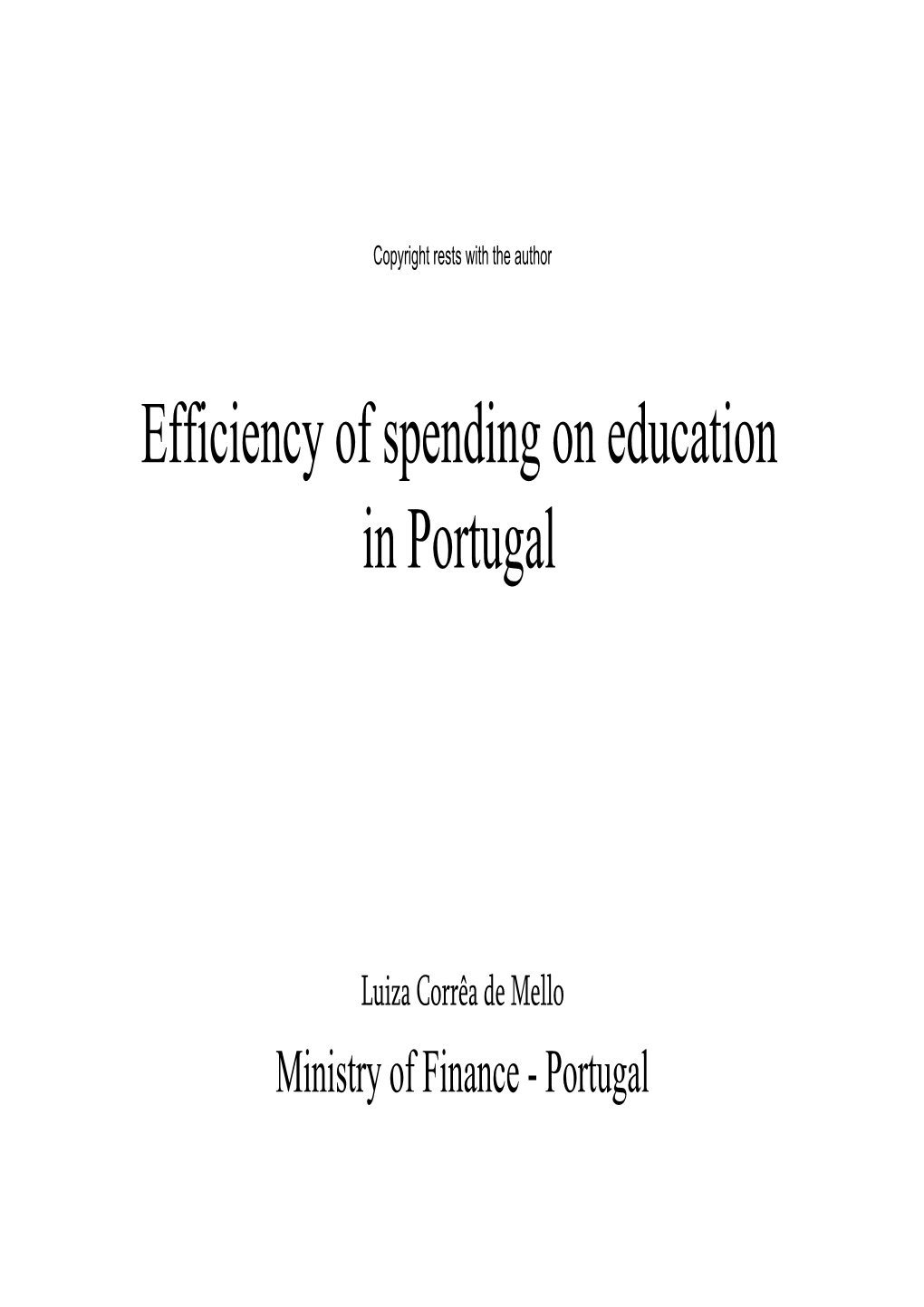 Efficiency of Spending on Education in Portugal