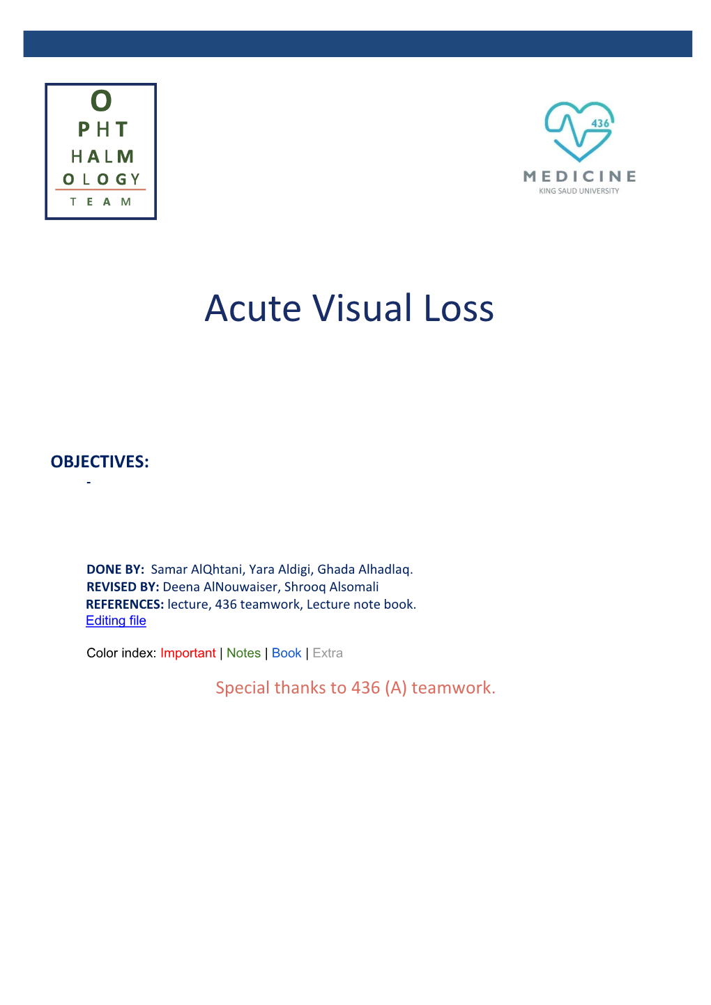 Acute Visual Loss