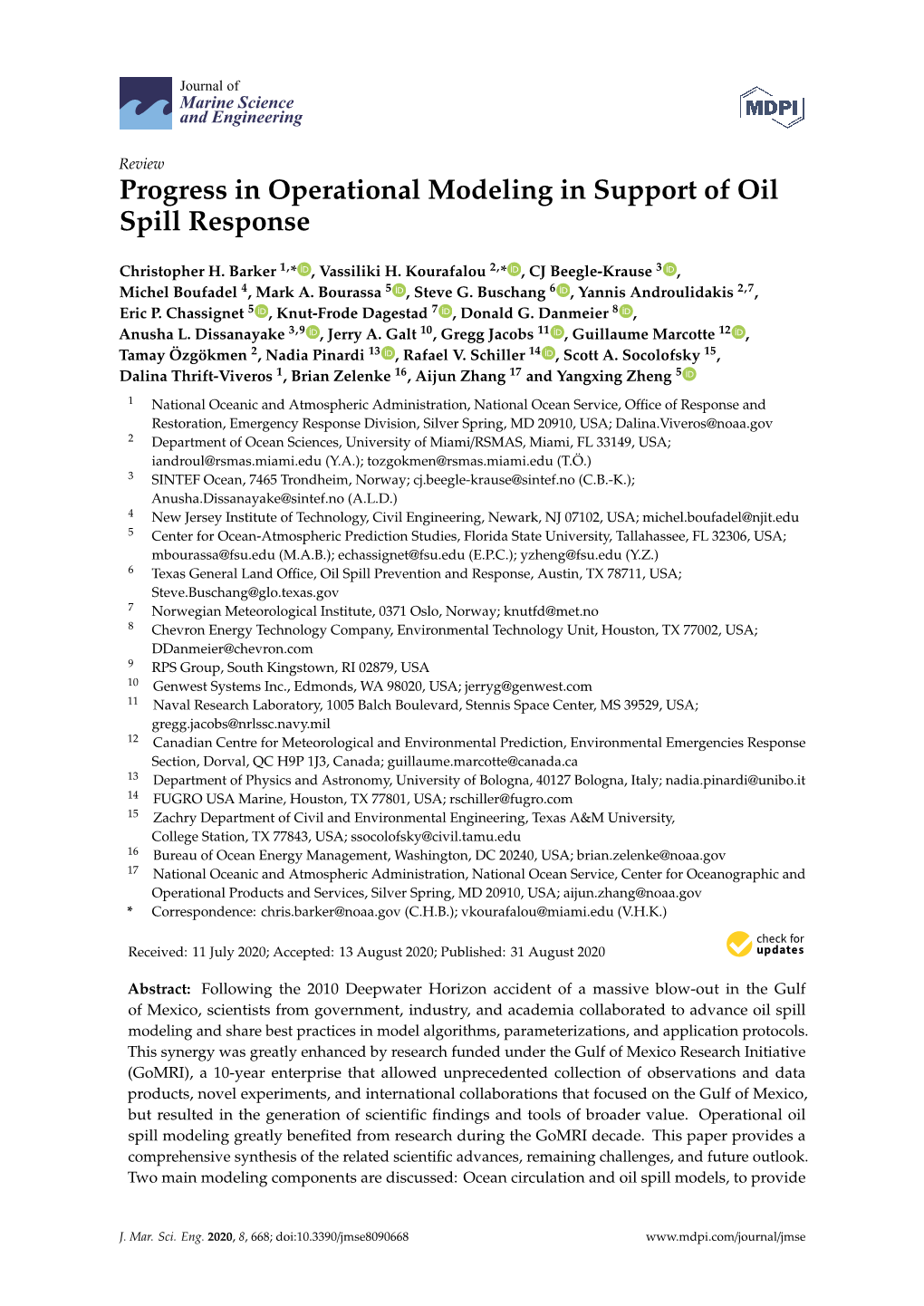 Progress in Operational Modeling in Support of Oil Spill Response