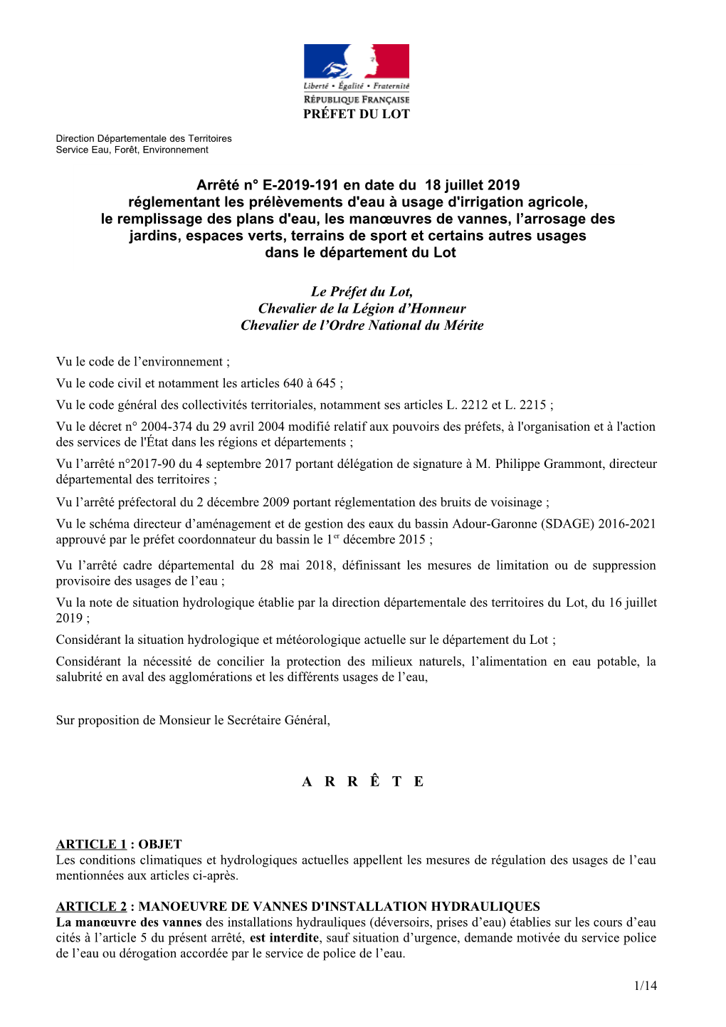 Direction Départementale Des Territoires Du