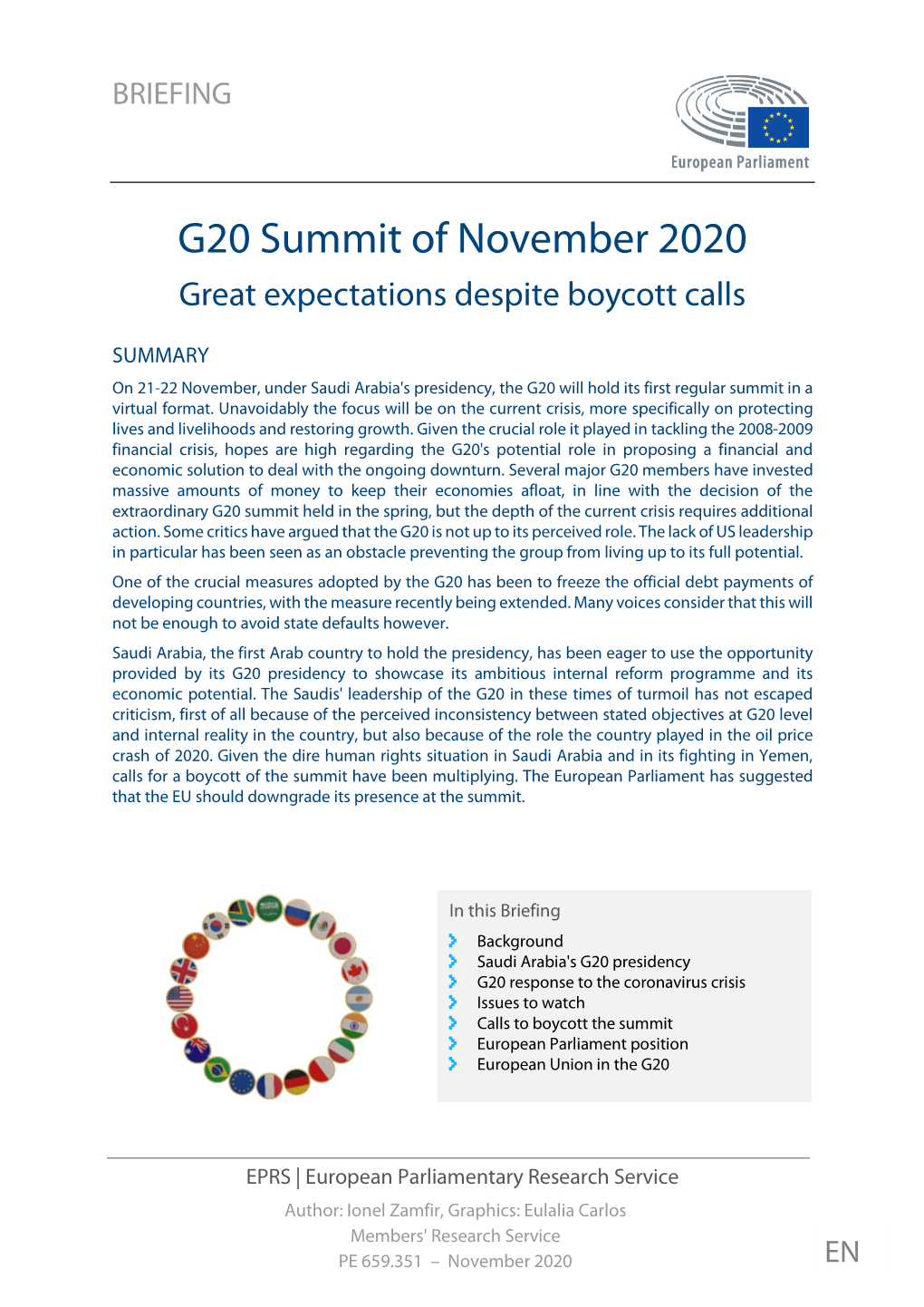 G20 Summit of November 2020 Great Expectations Despite Boycott Calls