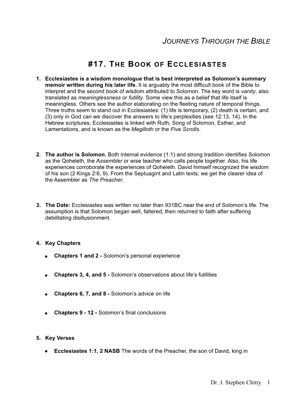 Journeys Through the Bible #17. the Book of Ecclesiastes